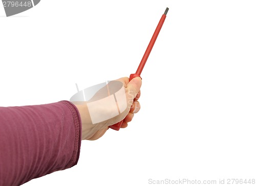 Image of Hand with screwdriver