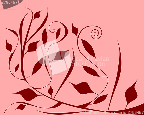 Image of Deep red floral theme on pink background