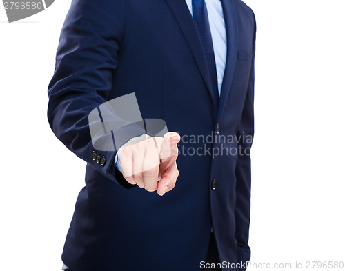 Image of Businessman hand pushing screen