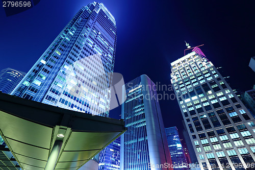 Image of Office building at night in hong kong