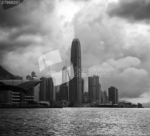 Image of Hong Kong Skyline in monochrome