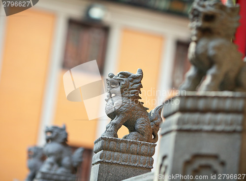 Image of Lion statue in Chinese Temple in Hong Kong 