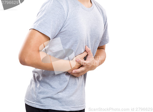 Image of Man with strong stomach pain