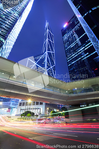 Image of City road light trail in Hong Kong