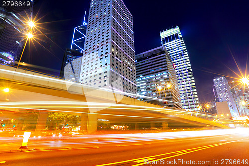 Image of Traffic in Hong Kong at night