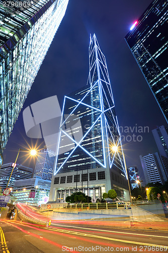 Image of Car light trail in Hong Kong at night