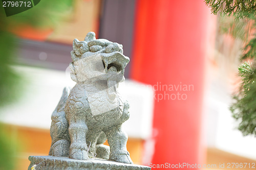 Image of Lion statue in Chinese style temple