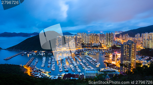 Image of Aberdeen typhoon shelter at night