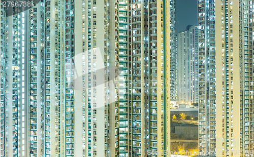 Image of Packed building at night