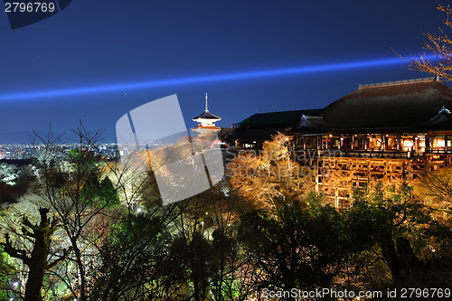 Image of Japanese temple at night