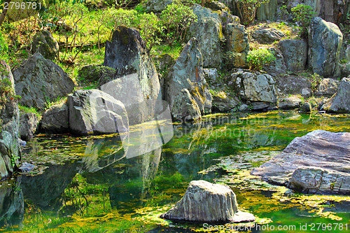 Image of Japan garden with lake