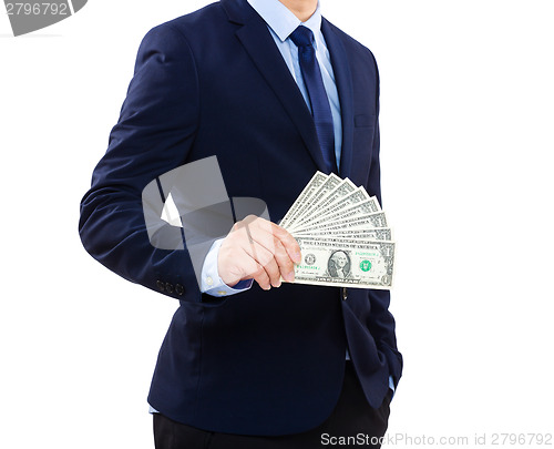 Image of Businessman showing cash