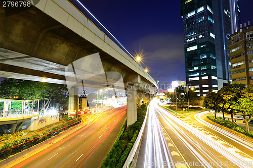 Image of Cityscape with traffic trail