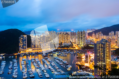 Image of Aberdeen typhoon shelter in Hong Kong at night