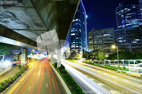 Image of City road light trail in Hong Kong