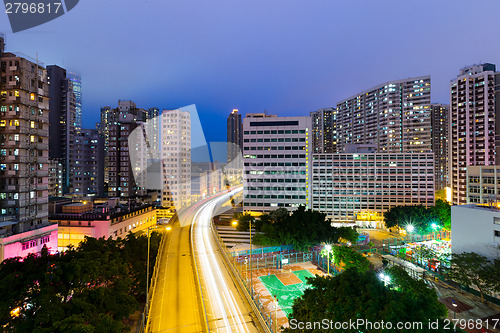 Image of Traffic highway in Hong Kong at night 
