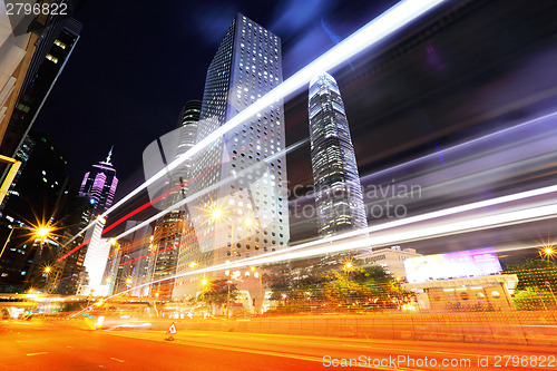 Image of Traffic in Hong Kong at night