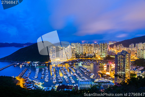 Image of Typhoon shelter in Hong Kong during sunset