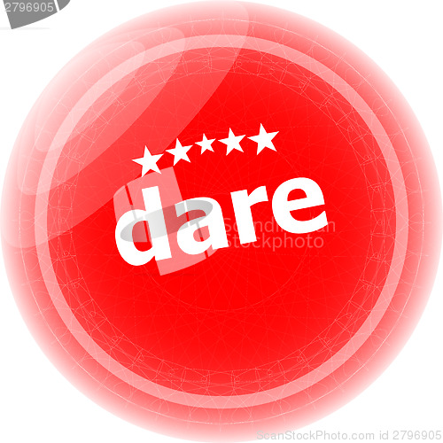 Image of dare word red web button, label, icon