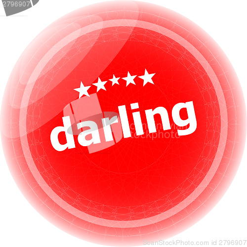 Image of darling word red web button, label, icon