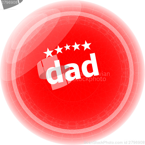 Image of dad word on stickers web button, label, icon