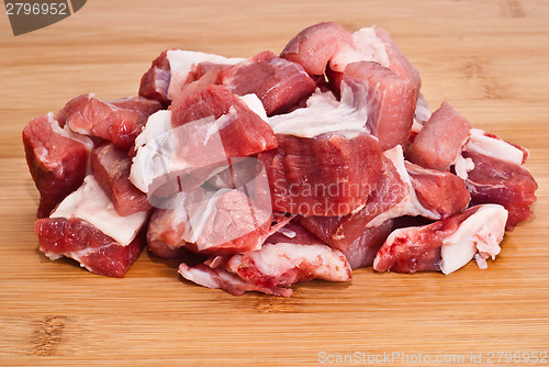 Image of Raw beef on wooden board