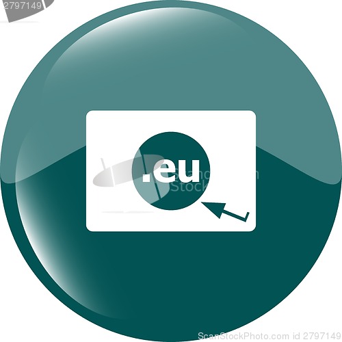 Image of Domain EU sign icon. Top-level internet domain symbol with cursor pointer