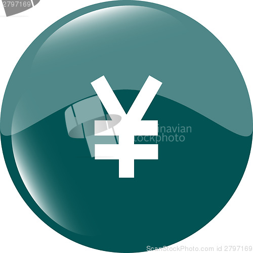 Image of Yen JPY sign icon. web app button. shiny button