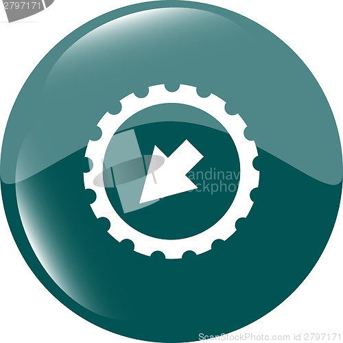 Image of web icon arrow on gears (cog) sign web button