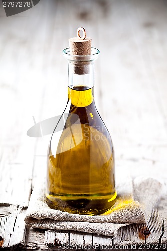 Image of fresh olive oil in bottle