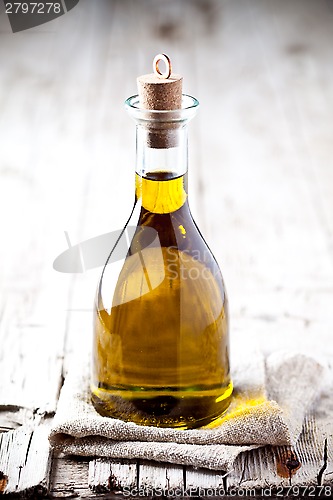 Image of fresh olive oil in bottle