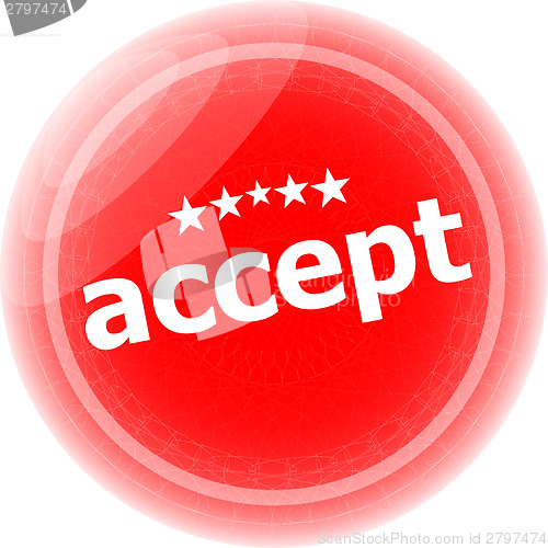 Image of black accept red stickers on white, icon button