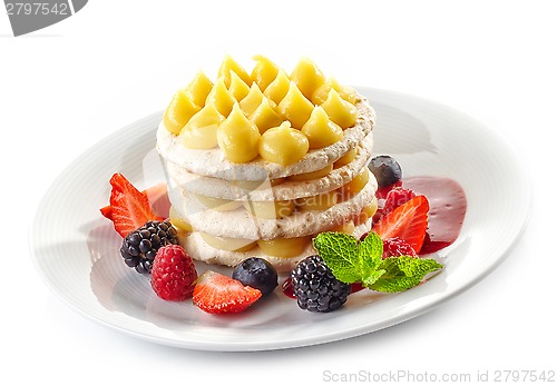 Image of Layered cake on white plate