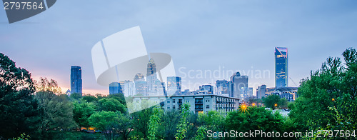 Image of early cloudy morning over charlotte skyline in north carolina