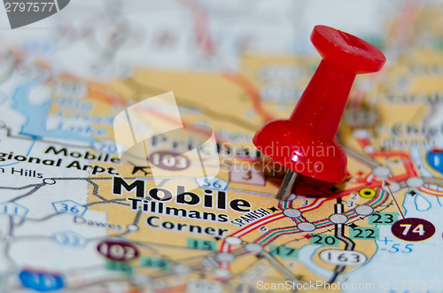 Image of mobile alabama city pin on the map