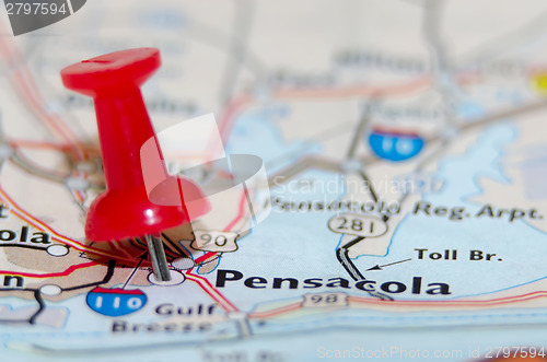 Image of pensacola florida city pin on the map