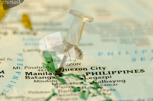 Image of manila city pin on the map