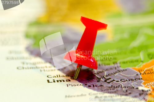 Image of lima city peru pin on the map