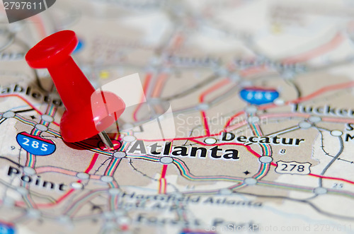 Image of atlanta georgia city pin on the map