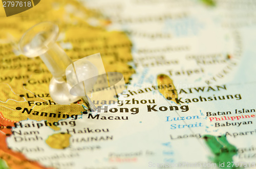 Image of hong kong city pin on the map