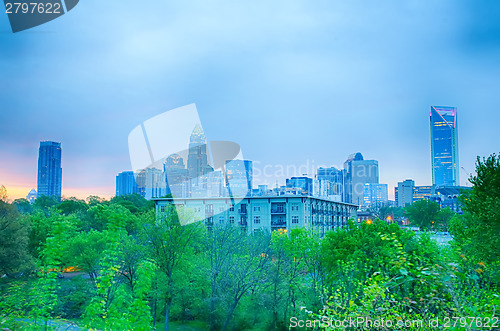 Image of charlotte skyline early morning before sunrise