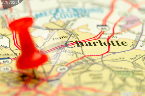 Image of charlotte qc city pin on the map