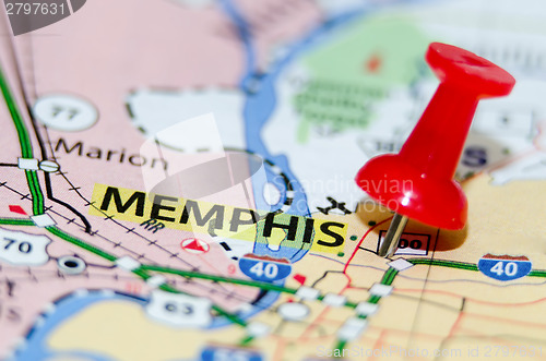 Image of memphis tn city pin on the map