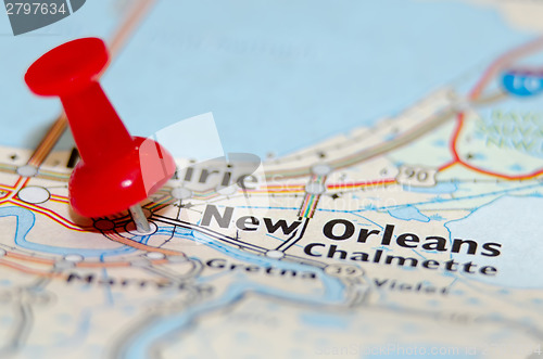 Image of new orleans city pin on the map