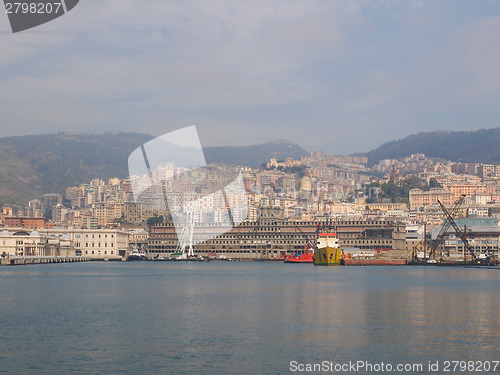 Image of View of Genoa Italy from the sea