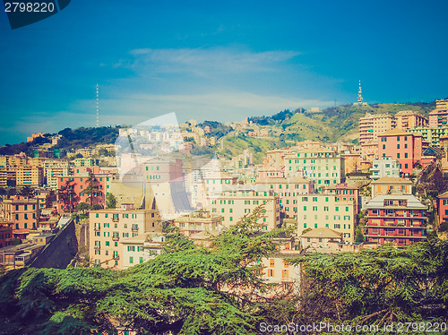 Image of Retro look View of Genoa Italy