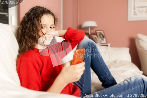 Image of young girl mobile phone