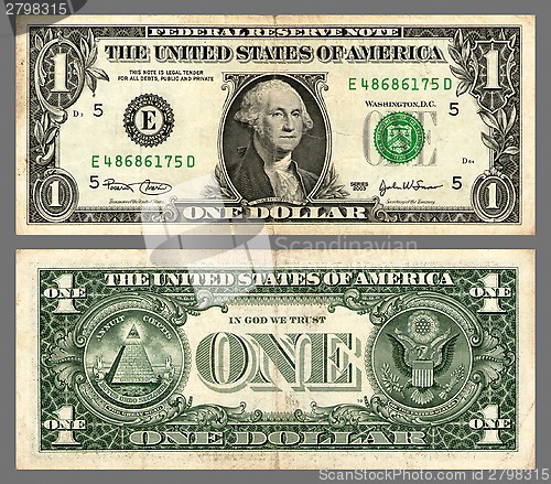Image of one dollar, federal reserve  note, USA, 2003