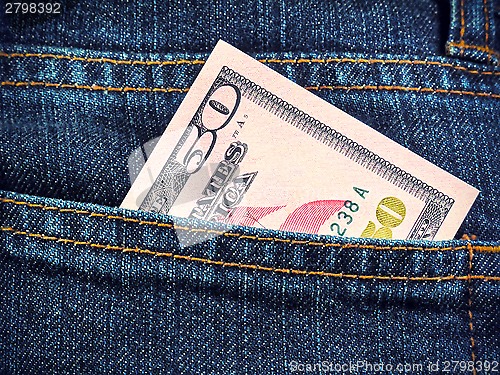 Image of Fifty dollars in jeans pocket