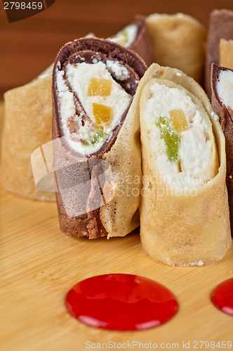 Image of pancake roll with marmalade